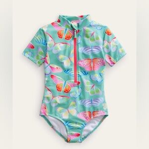 Mini Boden Multicolor Butterfly Kids Rashguard Bathing Suit Girls 8-9 One piece